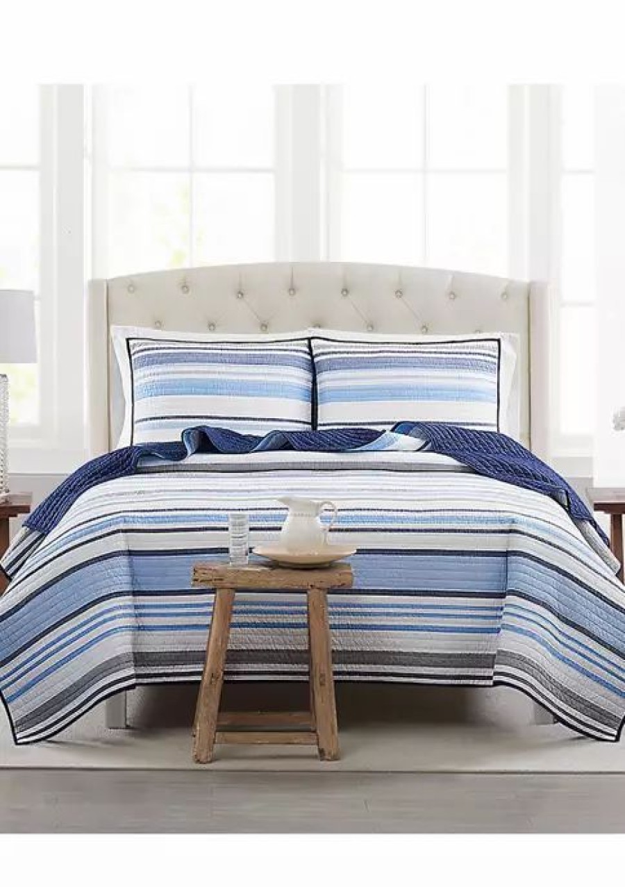 Bed & Bath * | Budget Modern. Southern. Home. Perry Stripe Yarn Dyed Quilt Set Navy