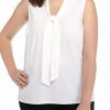 Women * | Top 10 Kasper Plus Size Tie Neck Blouse White