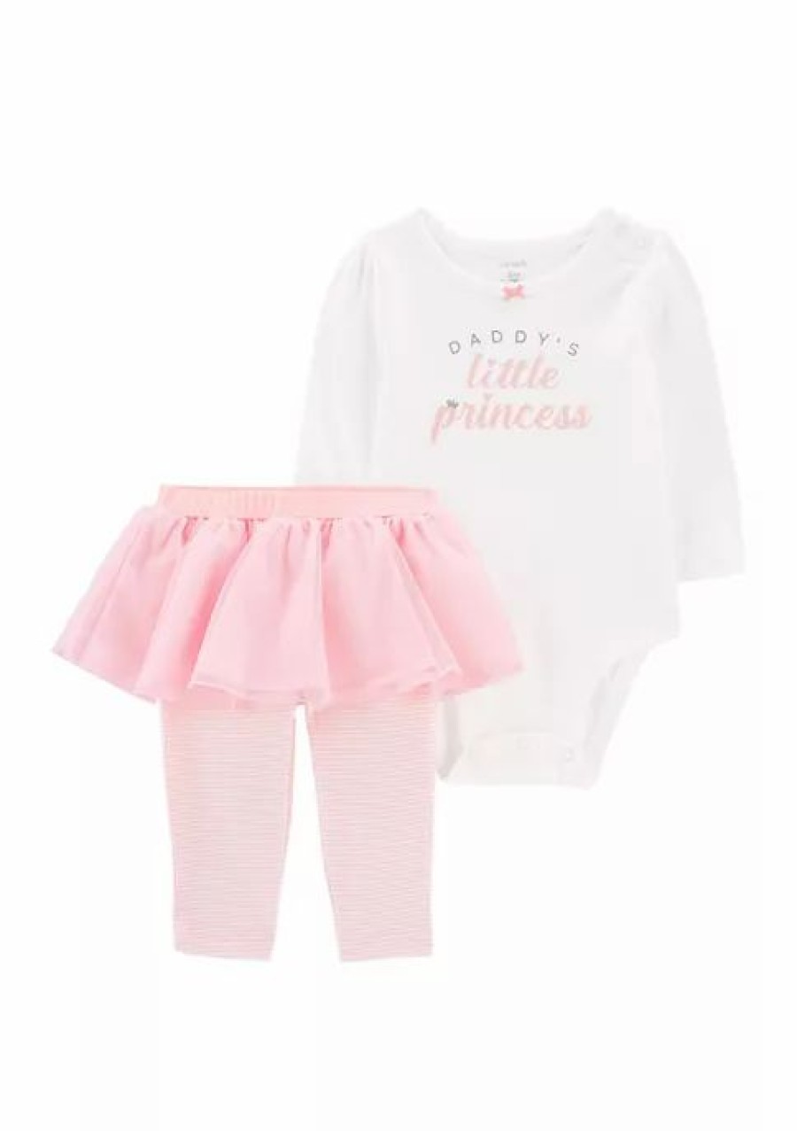 Kids * | Best Deal Carter'S Baby Girls Daddy'S Little Princess Set White