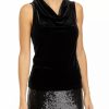 Women * | Promo Kasper Women'S Sleeveless Cowl Neck Velvet Top Black