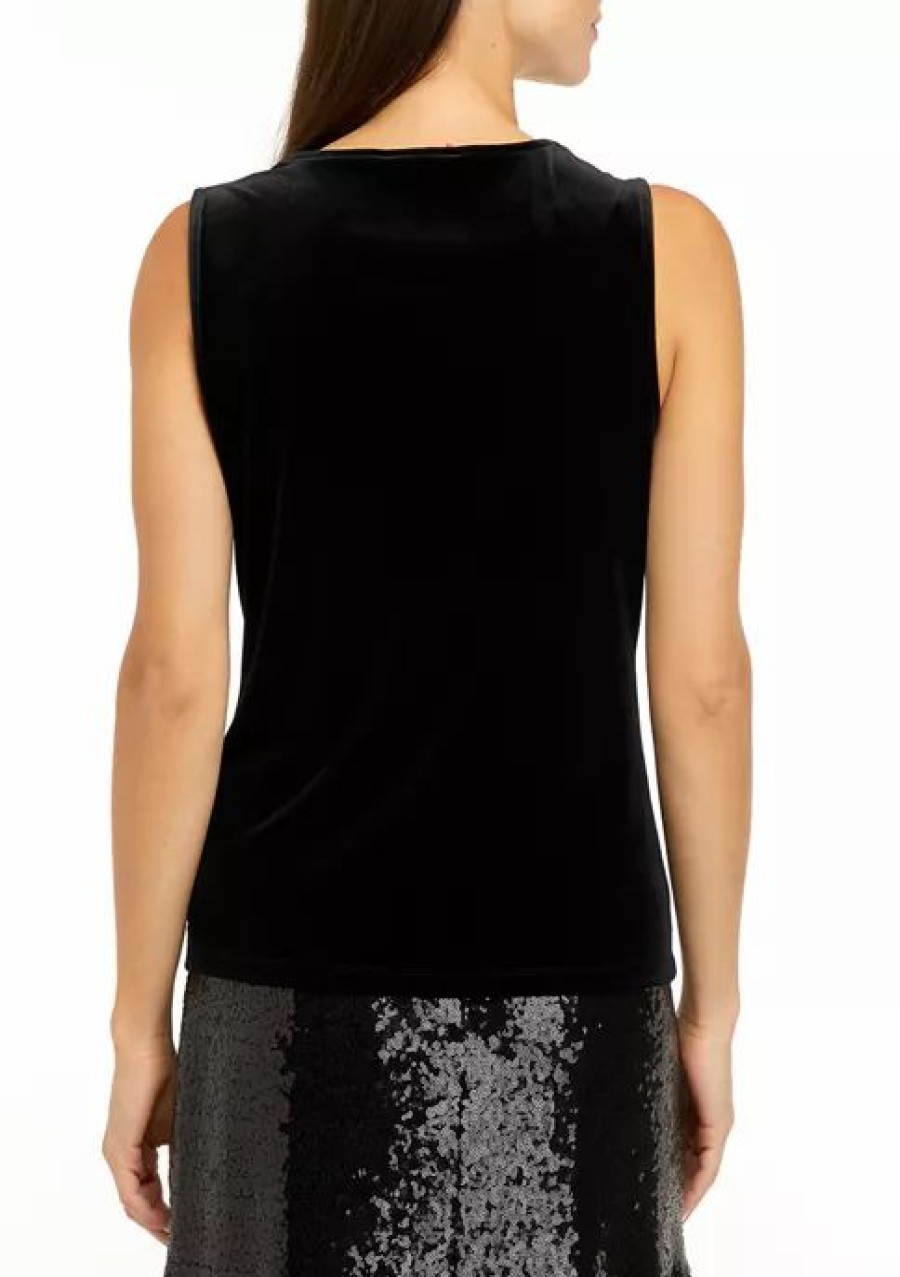 Women * | Promo Kasper Women'S Sleeveless Cowl Neck Velvet Top Black