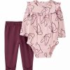 Kids * | Best Sale Carter'S Baby Girls 2-Piece Butterfly Bodysuit Pant Set Print (969