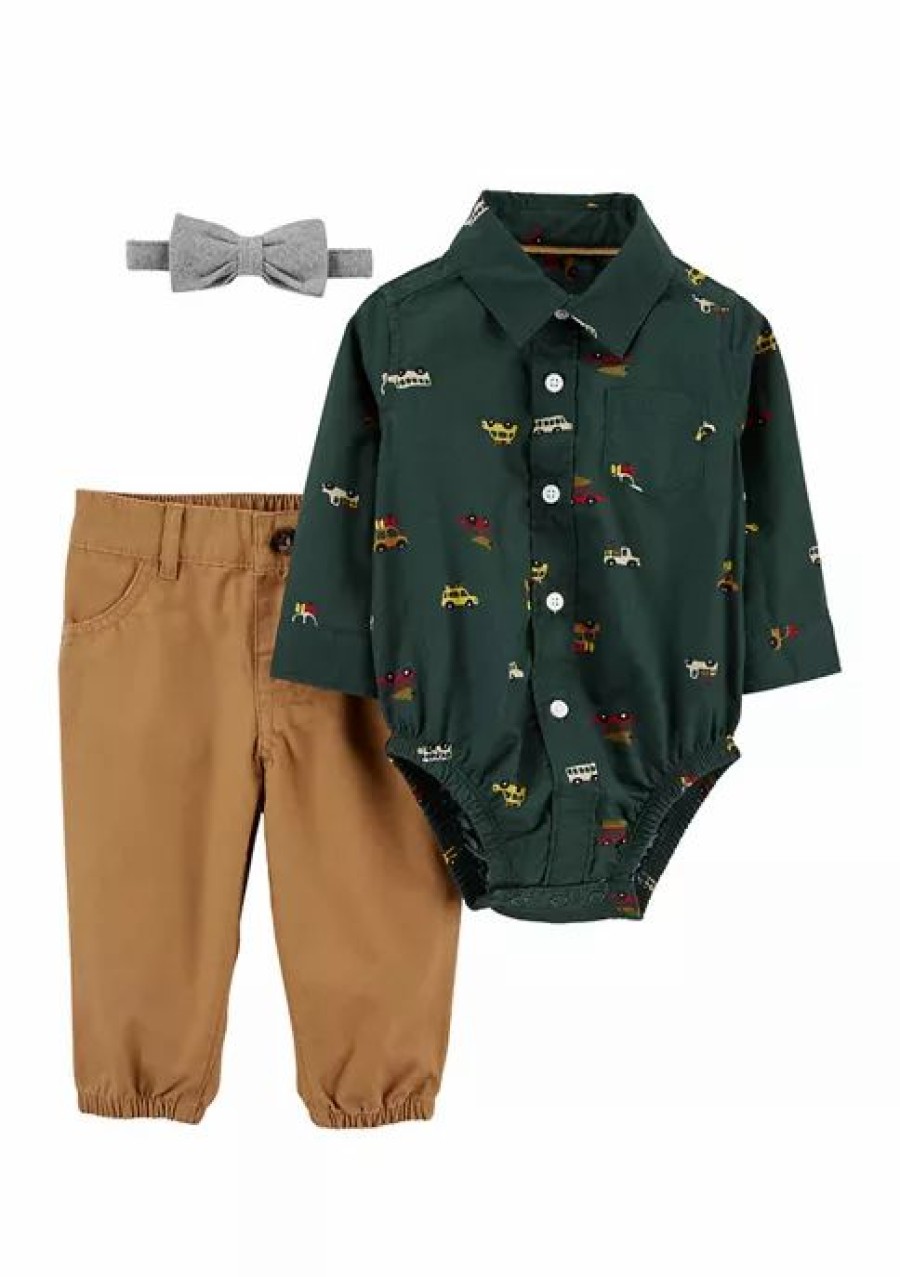 Kids * | Flash Sale Carter'S Baby Boys 2-Piece Green Bowtie Set Green (300