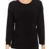 Women * | Best Reviews Of Kasper Women'S Long Sleeve Side Tie Top Black