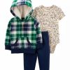 Kids * | Deals Carter'S Baby Boys Green Check Set Plaid