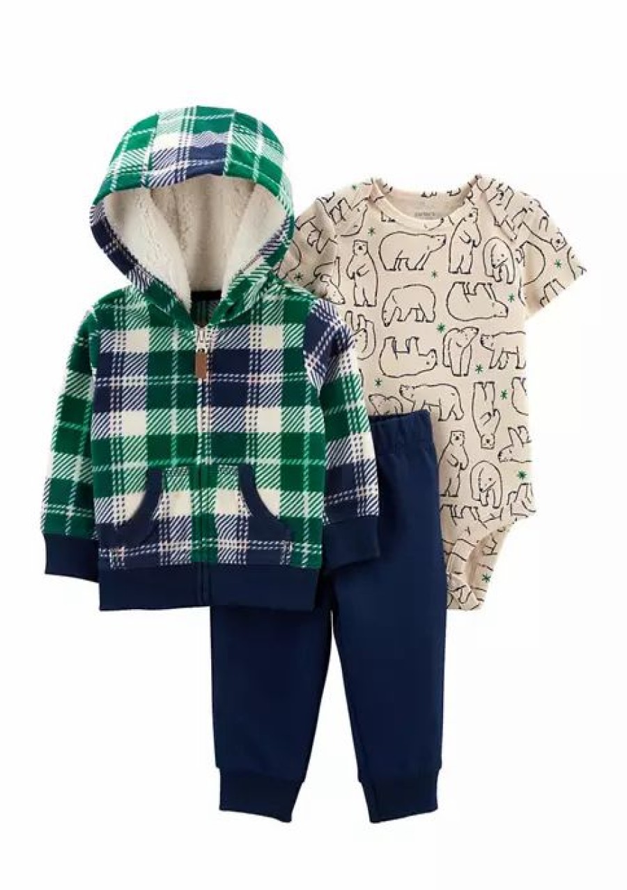 Kids * | Deals Carter'S Baby Boys Green Check Set Plaid