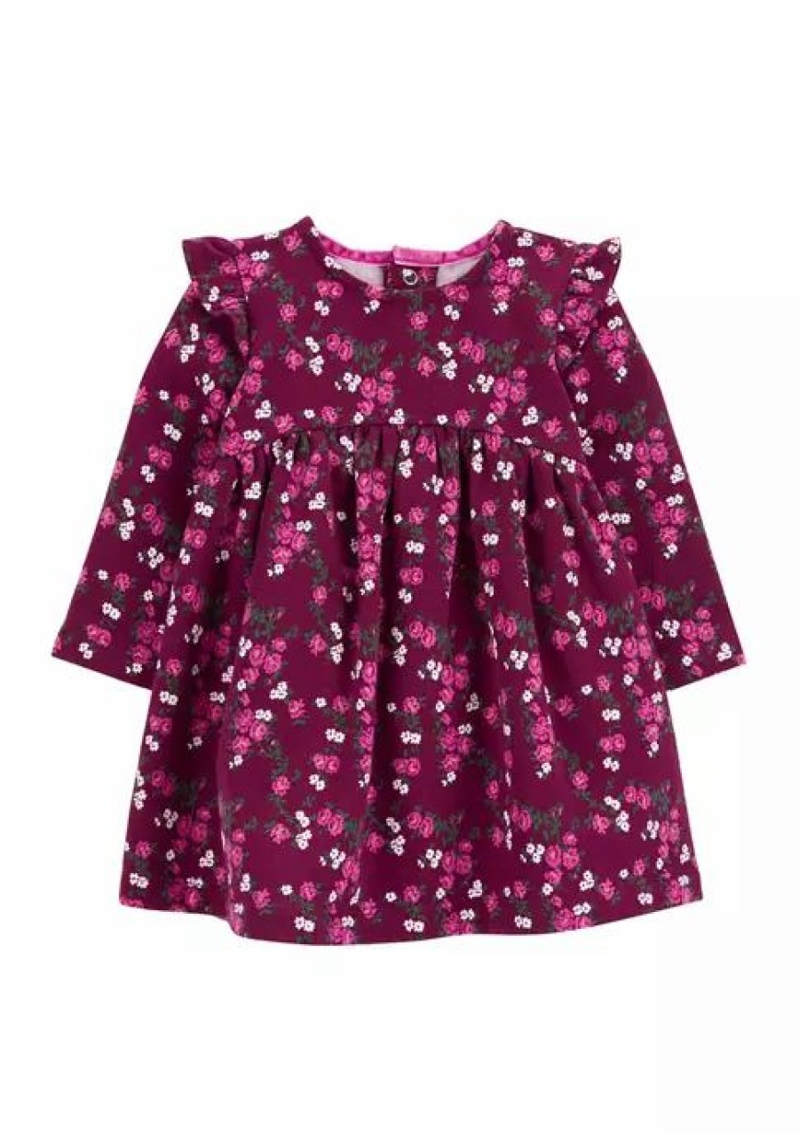 Kids * | Brand New Carter'S Baby Girls Floral Knit Dress Purple