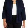 Women * | Budget Kasper Women'S Long Sleeve Open Front Patch Pocket Denim Jacket Metro Wash