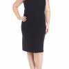 Women * | Cheapest Kasper Plus Sleeve Sleeveless Crepe Sheath Dress Black