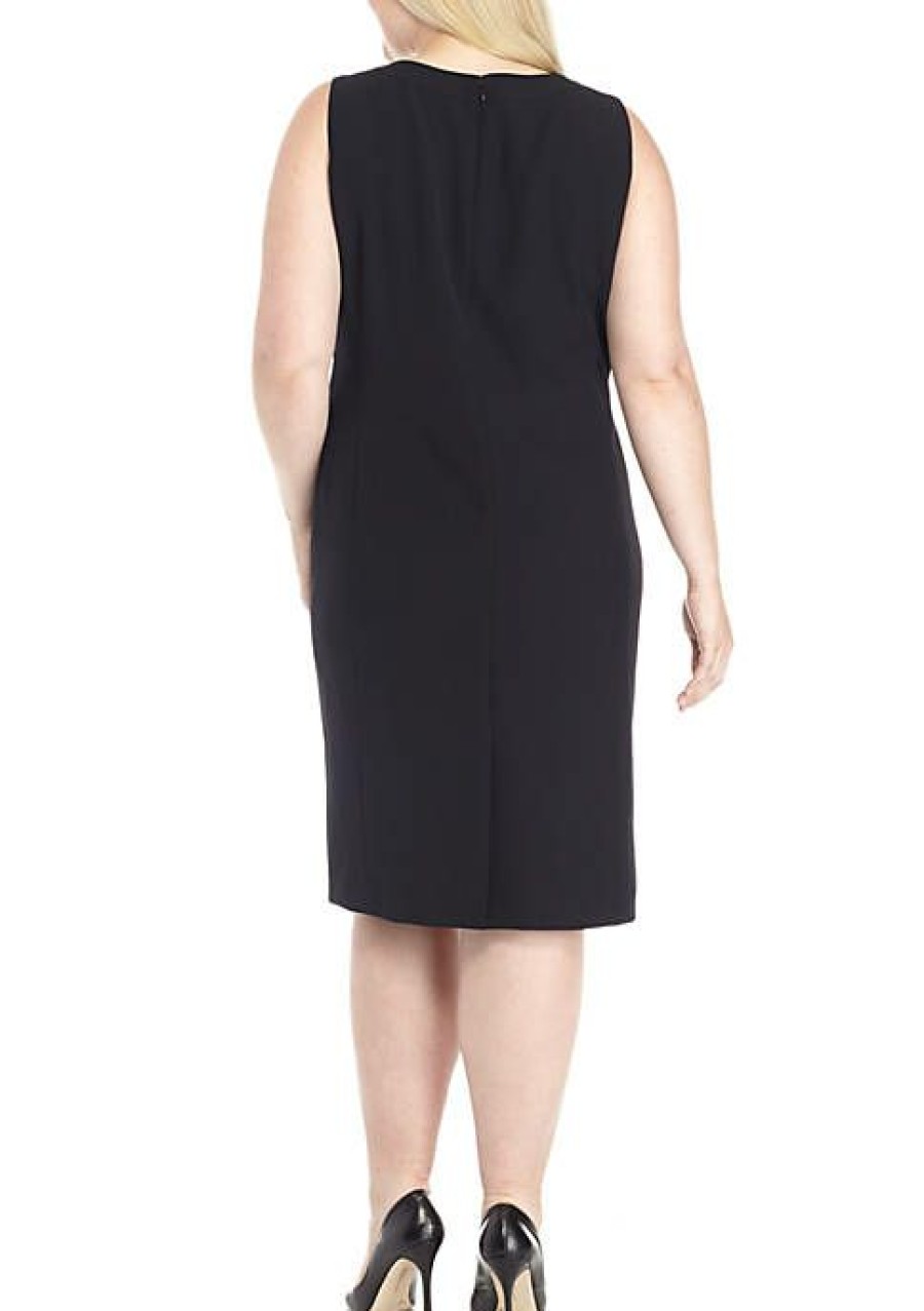 Women * | Cheapest Kasper Plus Sleeve Sleeveless Crepe Sheath Dress Black