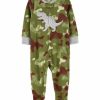 Kids * | Best Sale Carter'S Baby Boys 1-Piece Dinosaur Fleece Footie Pjs Print